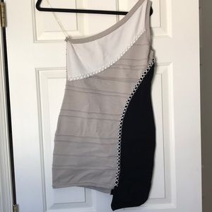 One shoulder color block dress